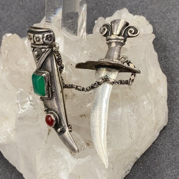 Vintage Sterling Gemstone Sword in Sheath Brooch - Picture 6 of 6